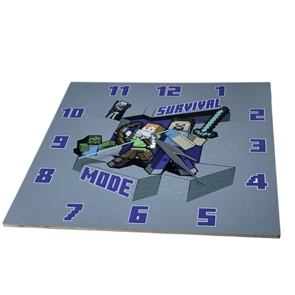 Minecraft Wall Clock Analog Quartz Battery Operate Gamer Gift 11 In Square Gray - Picture 11 of 16